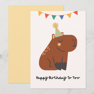 Carte de joyeux anniversaire de capybara mignon 