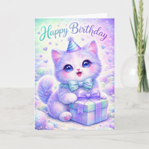 Carte de joyeux anniversaire de chaton scintillant