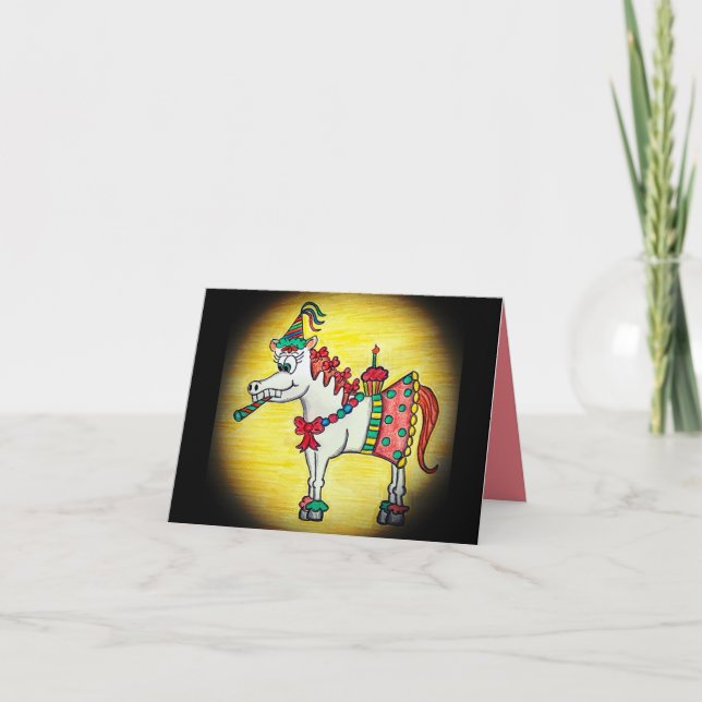 Carte de joyeux anniversaire de cheval drôle (Devant)