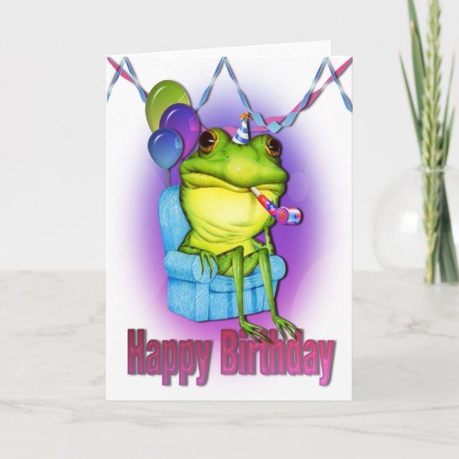Carte de joyeux anniversaire de grenouille (Devant)