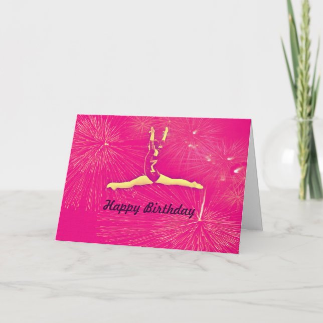 Carte de joyeux anniversaire de gymnaste (Devant)