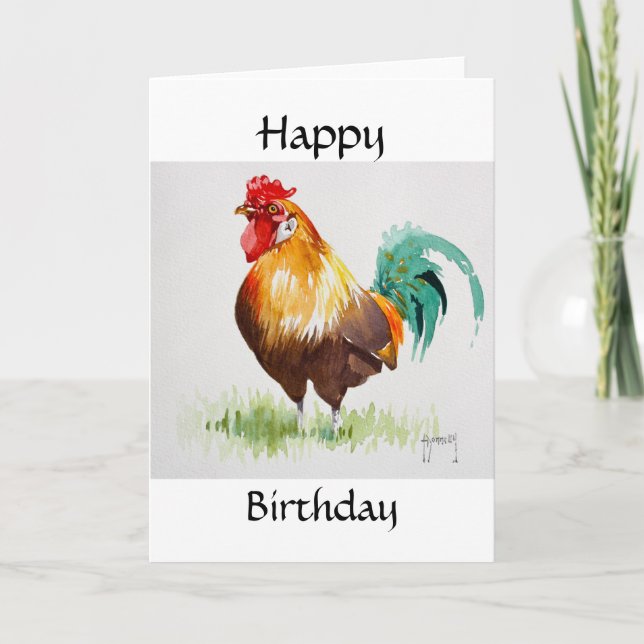 Carte de joyeux anniversaire de jeune coq (Devant)