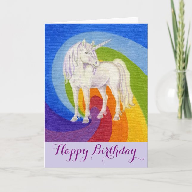 Carte de joyeux anniversaire de licorne (Devant)
