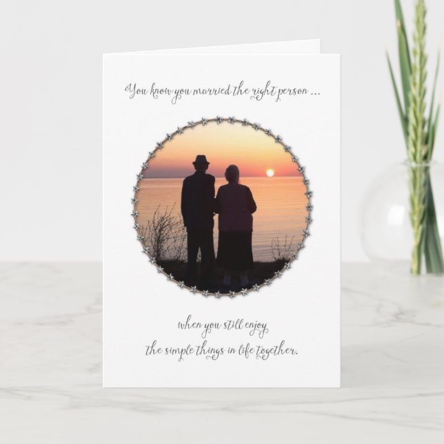 Carte de Joyeux Anniversaire de Mariage au Coucher (Devant)