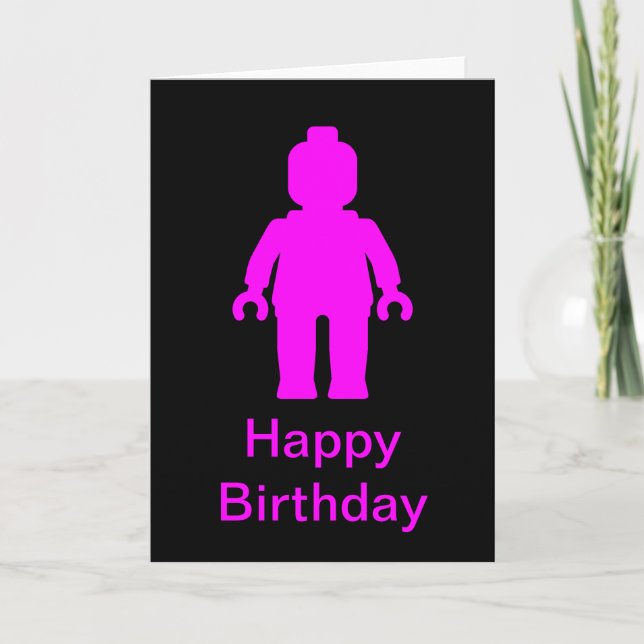 Carte de joyeux anniversaire de Minifig [rose (Devant)