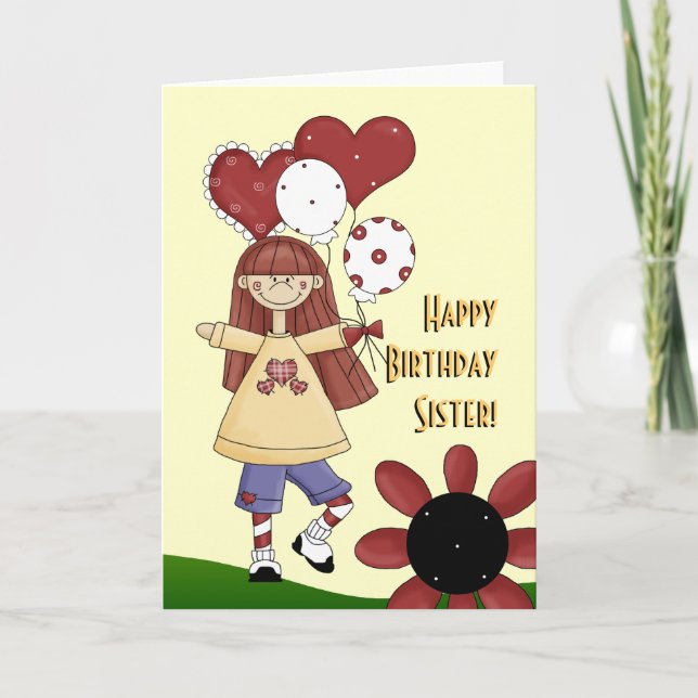 Carte de joyeux anniversaire de soeur (Devant)