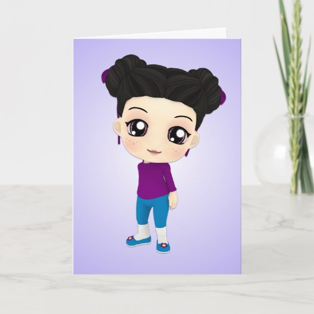 Carte de joyeux anniversaire de tarte de Chibi (Devant)