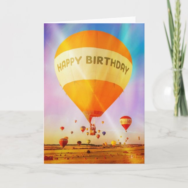 Carte de joyeux anniversaire : Montgolfières (Devant)