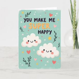 Carte de joyeux anniversaire nuage sarcelle