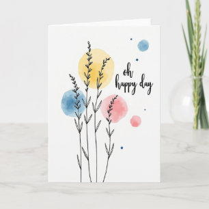 Carte de joyeux anniversaire pastel botanique douc