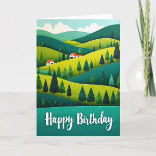 Carte de joyeux anniversaire Pastoral Hills douce