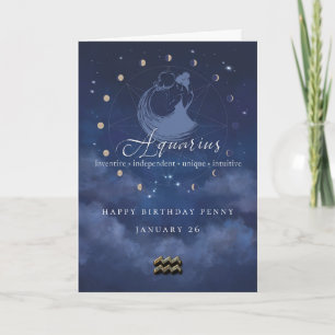 Carte de joyeux anniversaire personnalisée Aquariu