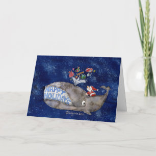 Carte de Joyeux Fêtes de Noël de baleine
