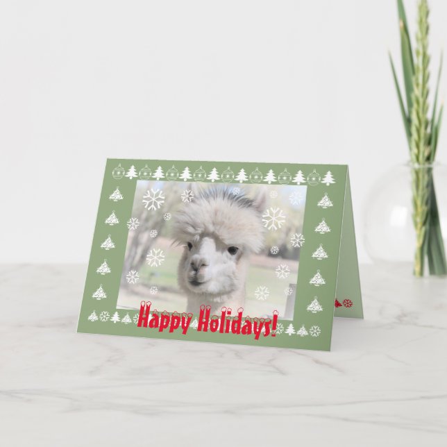 Carte de Joyeux Joyeux Vacances Cute Alpaca (Devant)