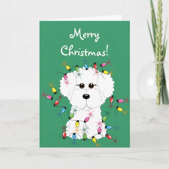 Carte de Joyeux Noël de Bichon Frise (Devant)
