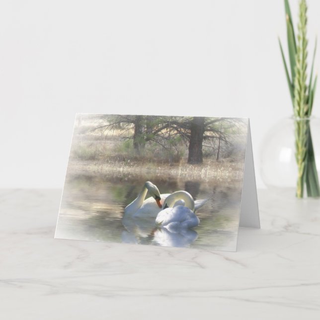 Carte de Joyeux Noël de cygnes (Devant)