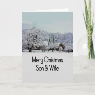 carte de Joyeux Noël de fils et d'épouse