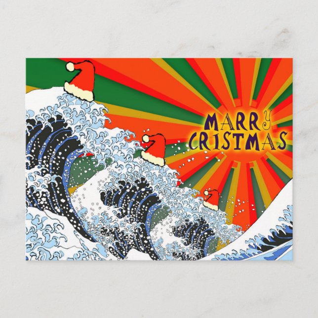 Carte de Joyeux Noël - grande vague 01 d'Ukyoe (Devant)