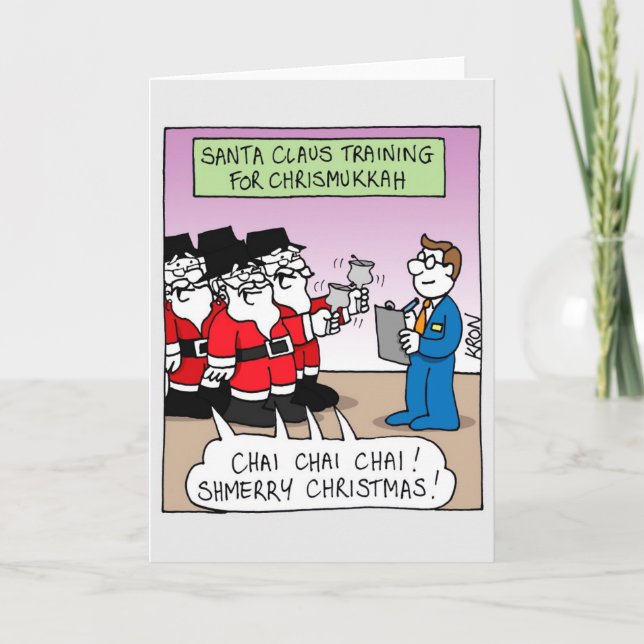 Carte de Joyeux Vacances - Chrismukkah Santa Claus (Devant)