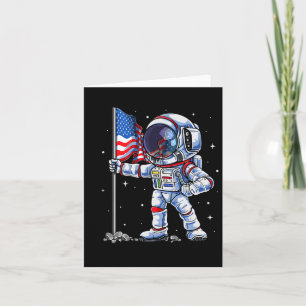 Carte De Juillet Astronaut États-Unis Drapeau Américain 