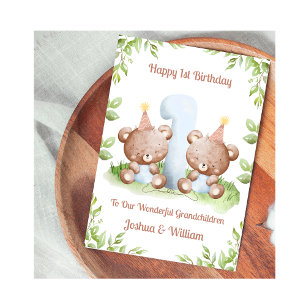 Carte de jumeaux garçons pour leur 1er anniversair