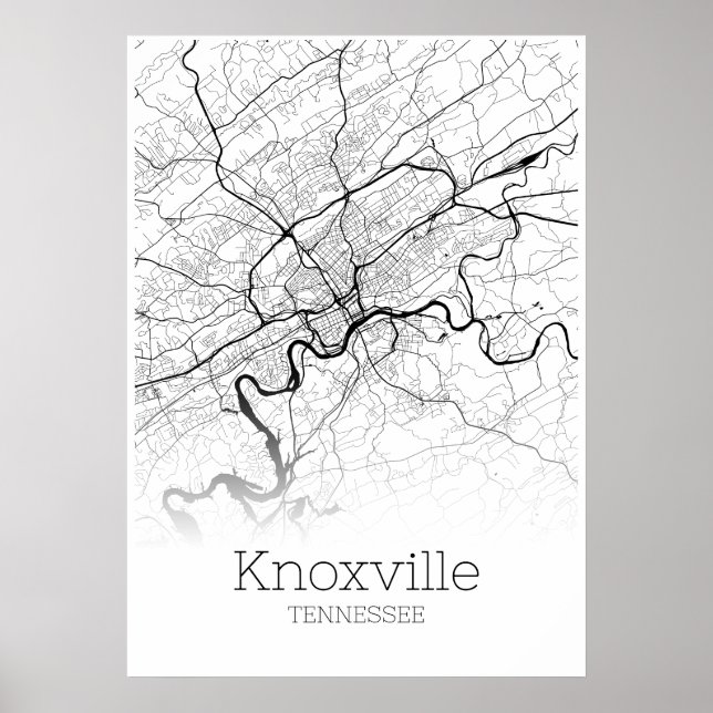 Carte de Knoxville - Tennessee - Poster de carte d (Devant)