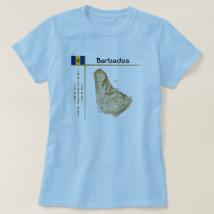 Carte de la Barbade + Drapeau + Titre T-shirt