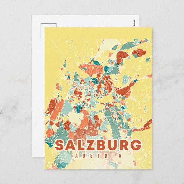 Carte de la capitale autrichienne Salzbourg (Devant / Derrière)