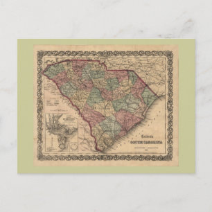 Carte de la Caroline du Sud 1865
