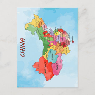 Carte de la Chine aquarelle