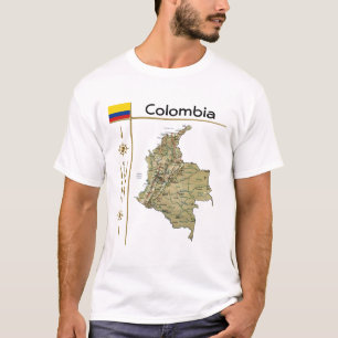 Carte de la Colombie + Drapeau + Titre T-shirt
