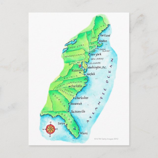 Carte de la côte Est américaine (Devant)