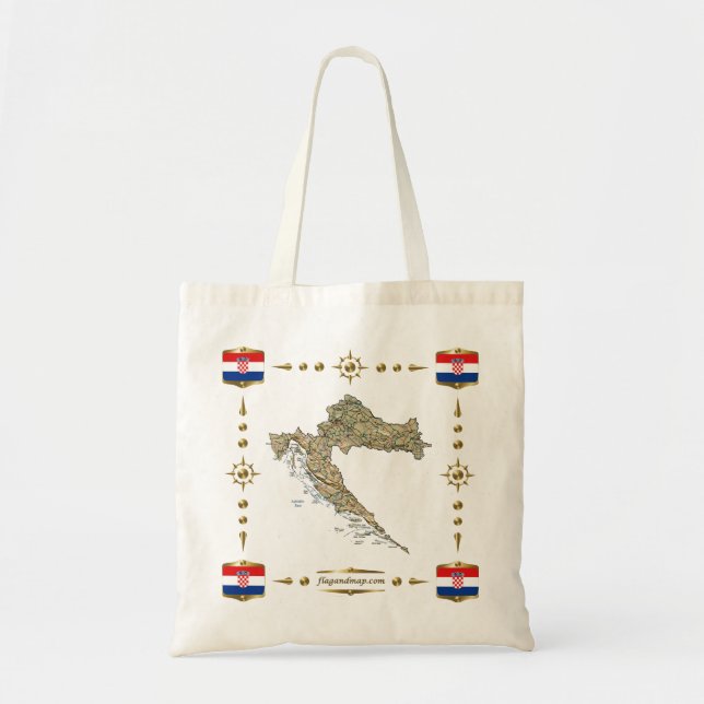 Carte de la Croatie + Sac de drapeaux (Devant)