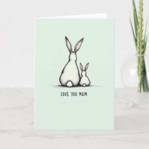 Carte de la famille des lapins "On t'aime Maman"