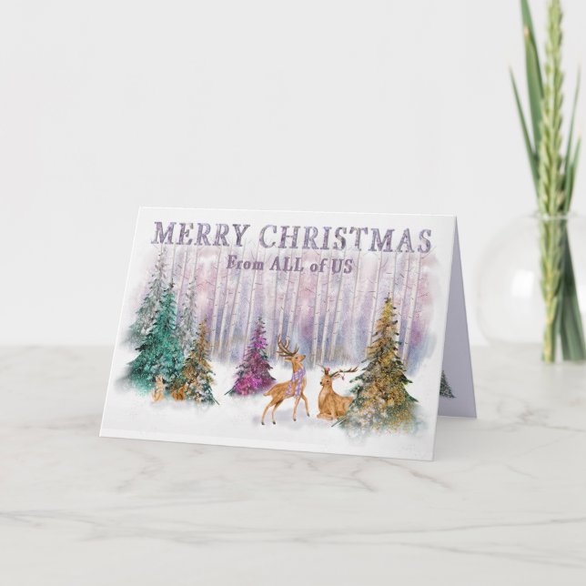 Carte de la faune forestière de Noël de tous les É (Devant)