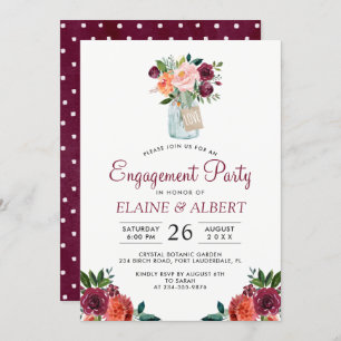 Carte de la fête de l'engagement Mason Floral de B