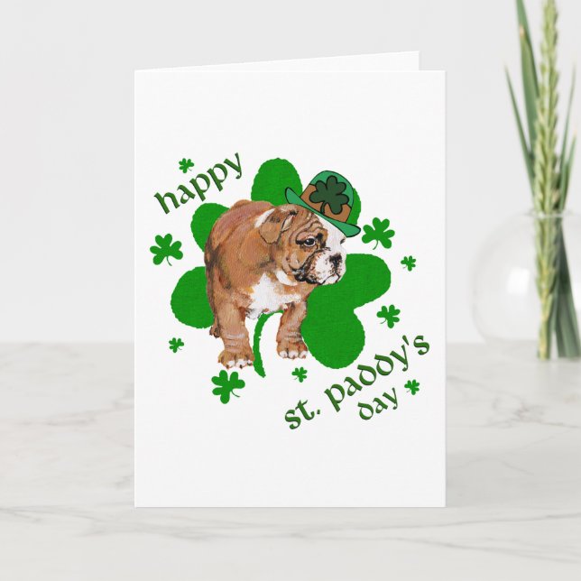 Carte de la fête de St Patrick de Bulldog anglais (Devant)