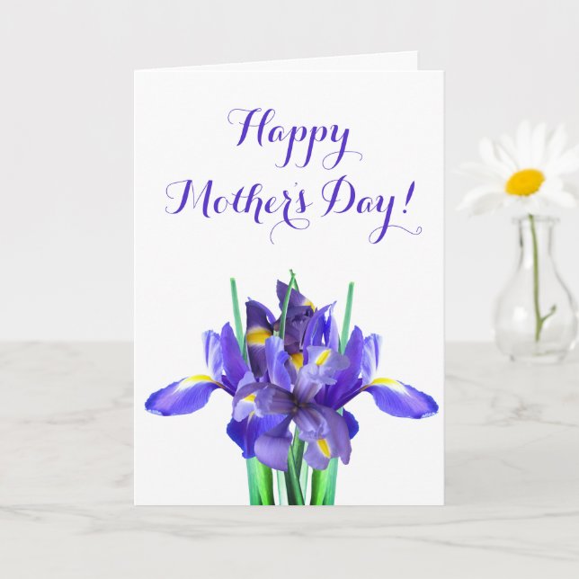 Carte de la fête des Mères aux Iris Violets (Petite plante)