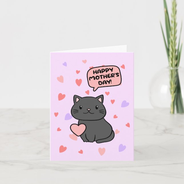 Carte de la fête des mères Chat Noir (Devant)