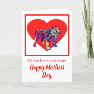 Carte de la fête des mères de Bulldog Red Heart