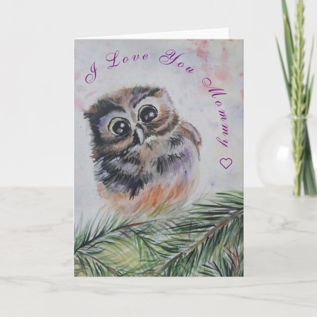 Carte de la fête des mères de chouette mignonne (Devant)
