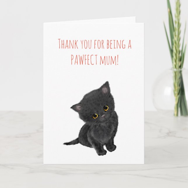 Carte de la fête des mères du chaton noir (Devant)