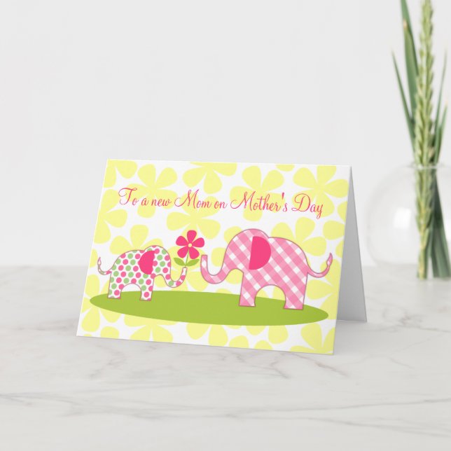 Carte de la fête des mères pour les éléphants luna (Devant)