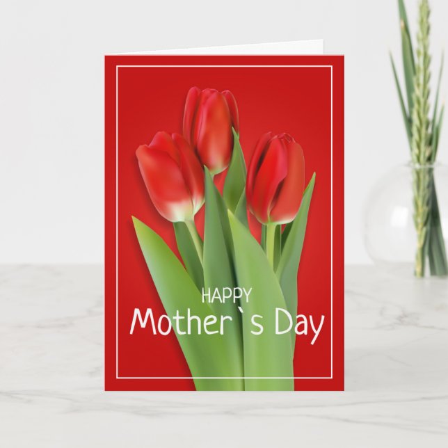 Carte de la fête des mères Tulipes rouges (Devant)