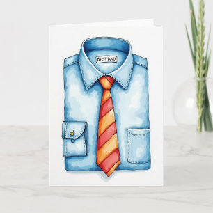 Carte de la Fête des Pères avec une chemise cérulé