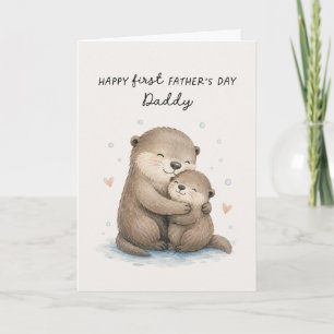 Carte de la Fête des Pères avec une loutre aquarel
