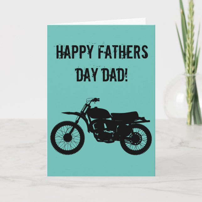 Carte de la fête des pères moto cool. (Devant)