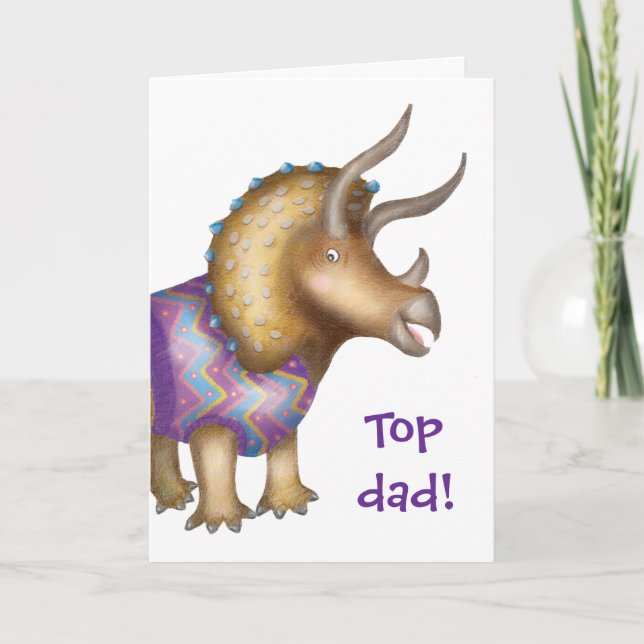 Carte de la fête des pères 'Top Papa' Triceratops (Devant)