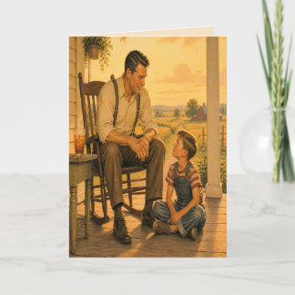Carte de la fête des pères vintage père-fils