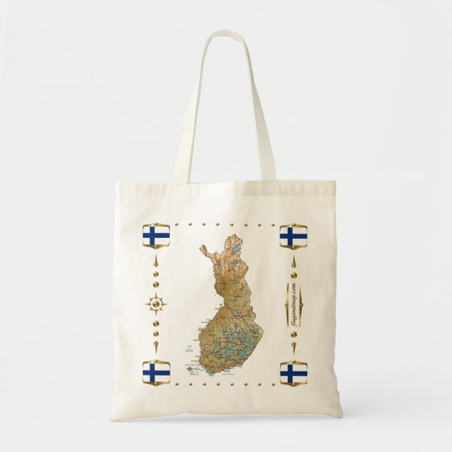 Carte de la Finlande + Sac de drapeaux (Devant)